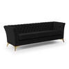 CHESTERFIELD-SOFA 3-sitzer Whitby Schwarz Samt mit goldenen Füßen - Goldfarben/Schwarz, Holz/Textil (237/78/82cm) - S-Style Möbel