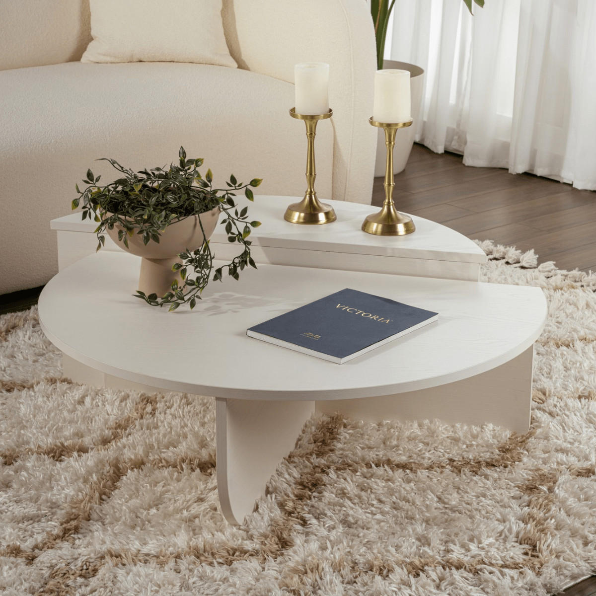 COUCHTISCH (2er-Set) orion 90/90/35 cm - Weiß, Holzwerkstoff (90/90/35cm) - Calicosy