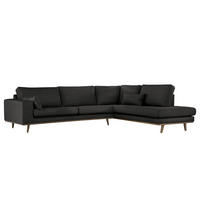 ECKSOFA mit Ottomane - Eichefarben/Schwarz, Eichenholz/Textil (287/219cm) - home24