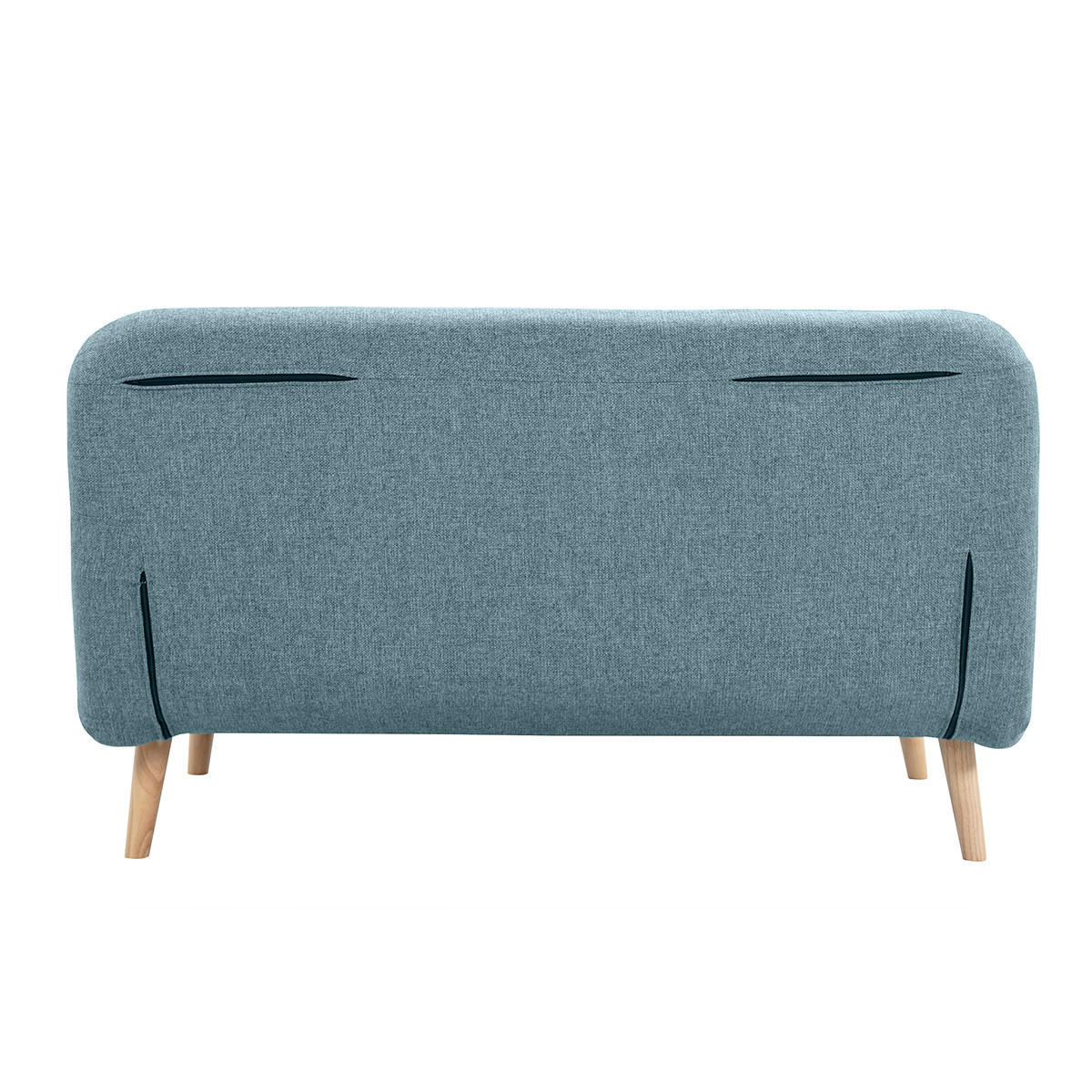 SCHLAFSOFA 2-Sitzer GraugrÙn Stoff Helles Holz AMIKO - Blaugrau, Textil (87/78/132cm) - Miliboo