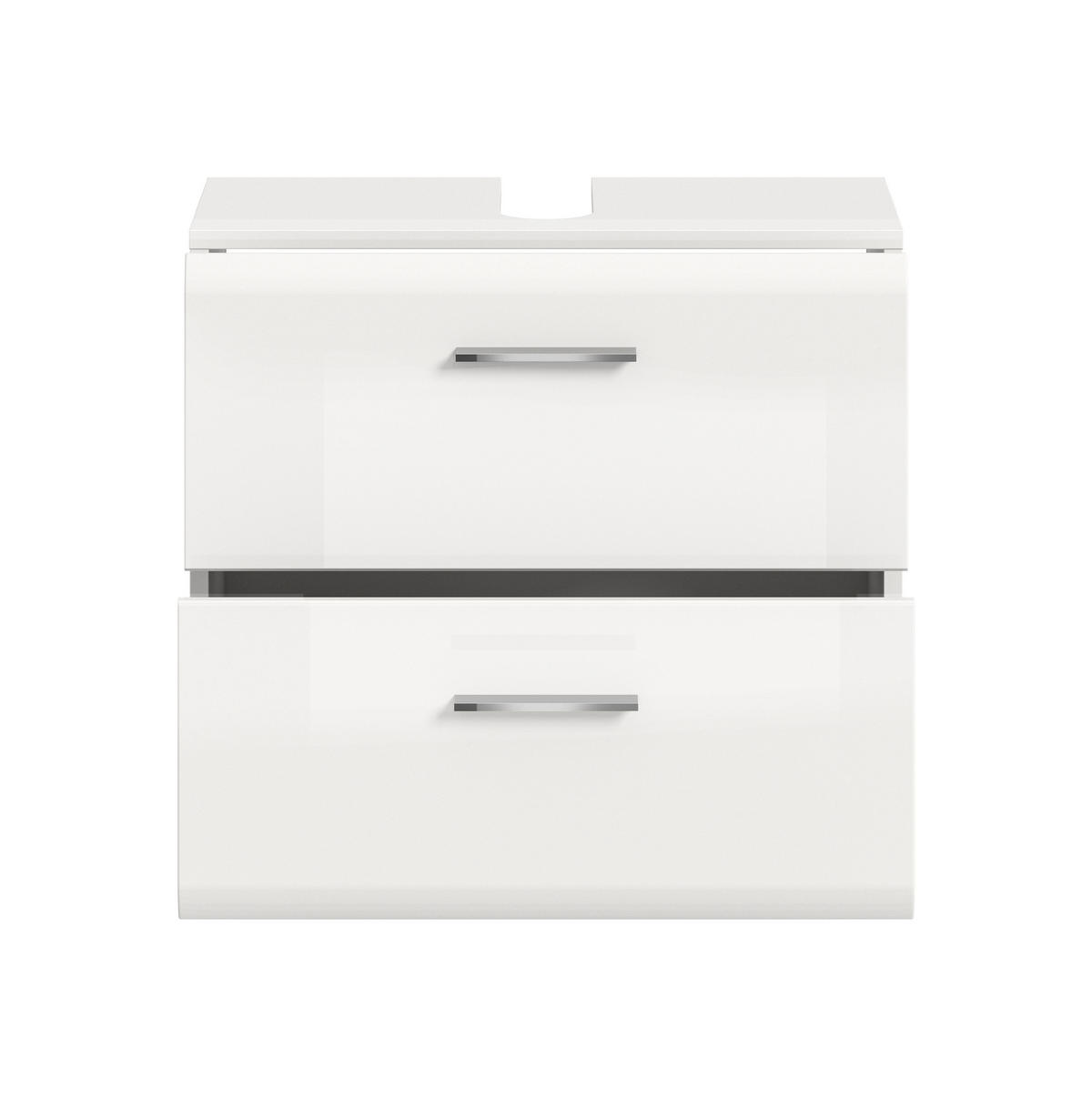 WASCHBECKENUNTERSCHRANK AUF ROLLEN Ice weiß hochglanz 60/30/58 cm - Weiß, Holzwerkstoff (60/58/30cm) - Xonox