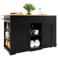KÜCHENINSEL in Schwarz und Naturfarben Servierwagen mit Schubladen für Küche und Esszimmer, B151.5/T59.7/H91.7 cm - Schwarz/Naturfarben, Holzwerkstoff/Metall (151.5/91.7/59.7cm) - STILVORA
