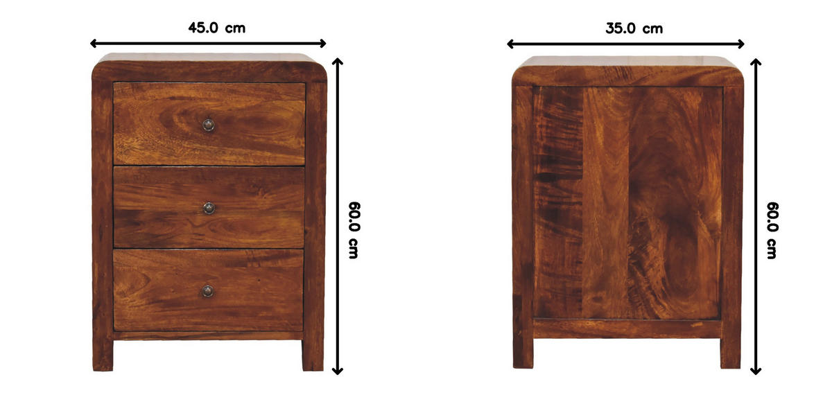 NACHTTISCH ASPEN mit 3 Schubladen, Braun - Messingfarben/Braun, Holz/Metall (45/60/35cm) - Artisan Furniture