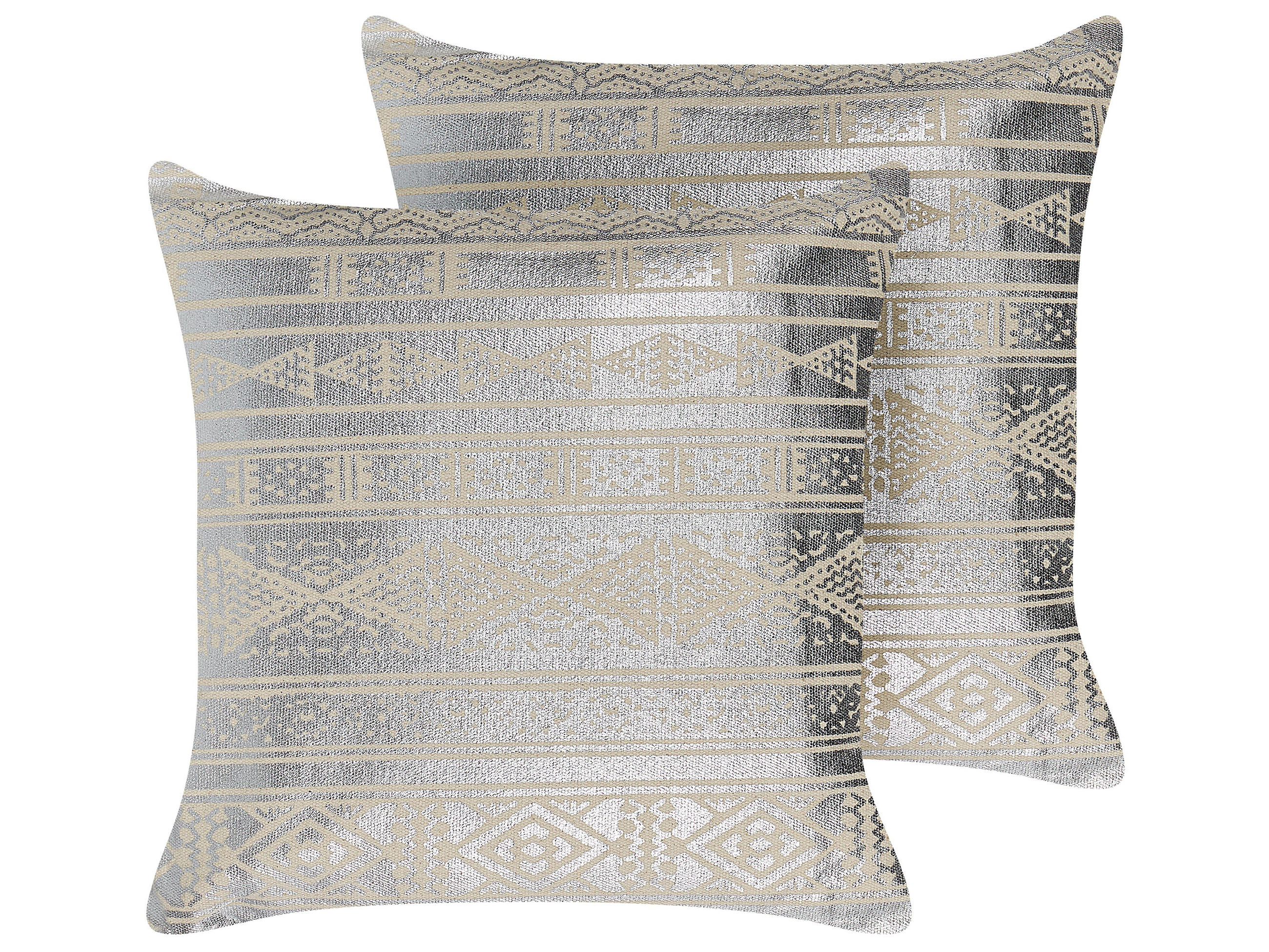DEKOKISSEN 2er-Set Silber 50/50 cm Oujda - Silberfarben, Naturmaterialien/Textil (50/50cm) - Beliani