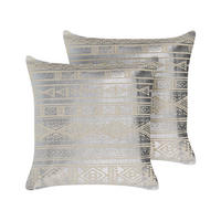 DEKOKISSEN 2er-Set Silber 50/50 cm Oujda - Silberfarben, Naturmaterialien/Textil (50/50cm) - Beliani