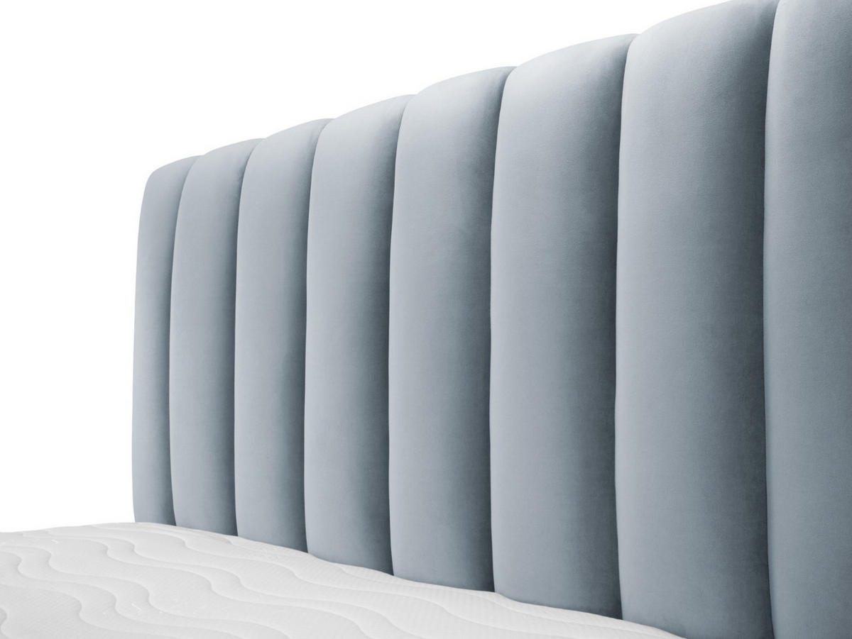 BETT mit Bettkasten und Kopfteil Kelp aus Samt hellblau 180x200cm - Hellblau, Textil (180/200cm) - Micadoni