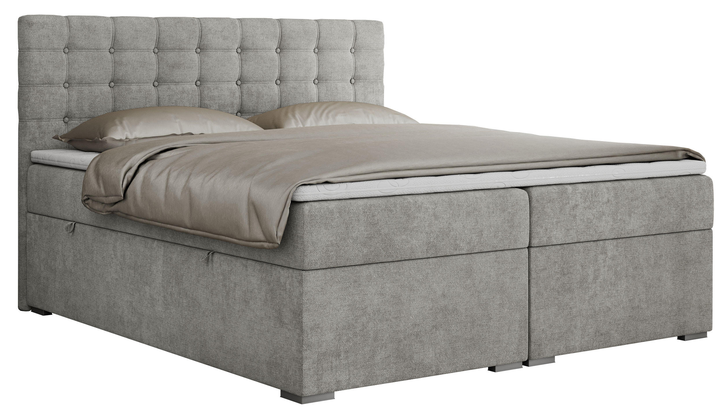 BOXBETT SUSAN 180/200 Hellgrau Struktur - H3 - Hellgrau, Holz/Textil (180/200cm) - MKS