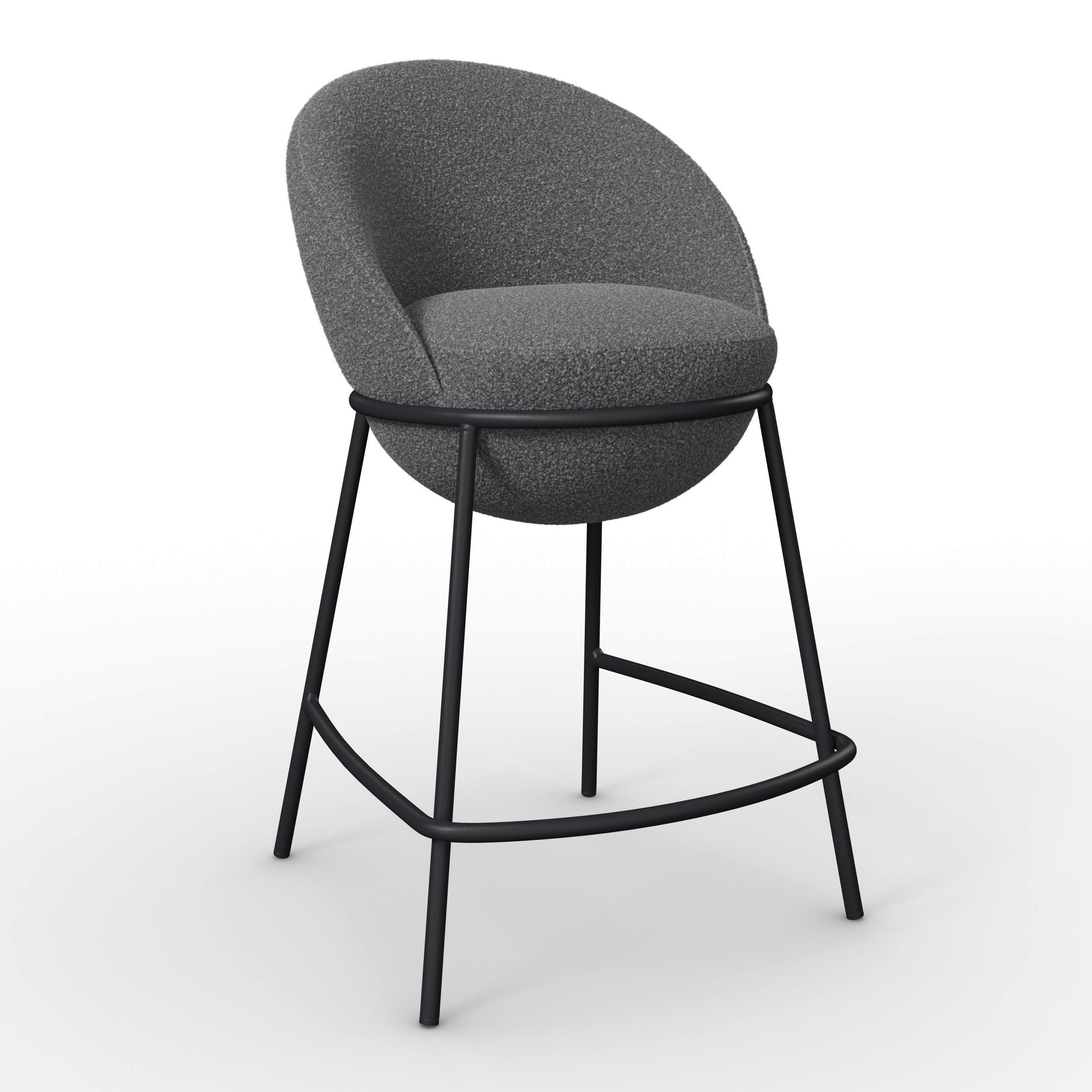 BARHOCKER Zoa Grau Struktur Gepolstert - Grau, Holz (53/51/100cm) - Bessagi Home