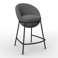 BARHOCKER Zoa Grau Struktur Gepolstert - Grau, Holz (53/51/100cm) - Bessagi Home