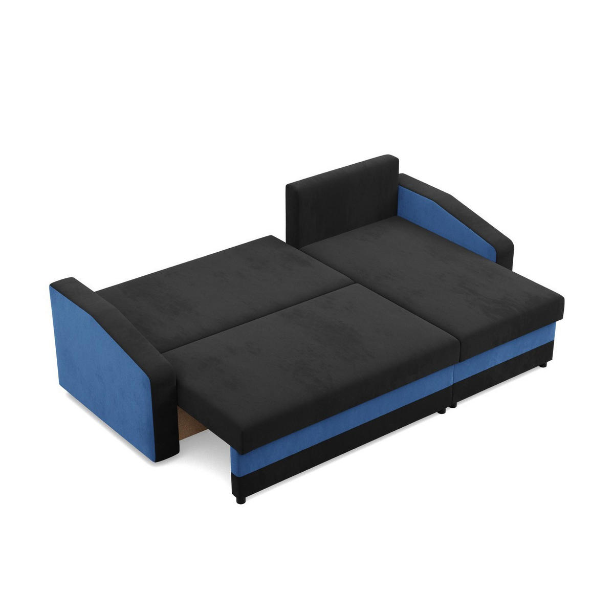 ECKSOFA MIT SCHLAFFUNKTION ORION, Schwarz + Dunkelblau - Schwarz/Dunkelblau, Textil (231/140cm)