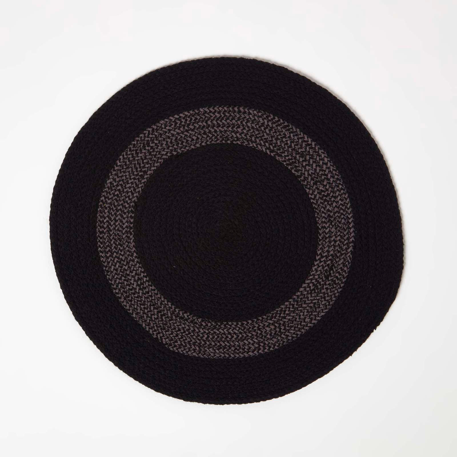 TISCHSET rund im 4er-Set 40 cm, schwarz-grau aus Baumwolle - Schwarz, Textil (40/40cm) - Homescapes
