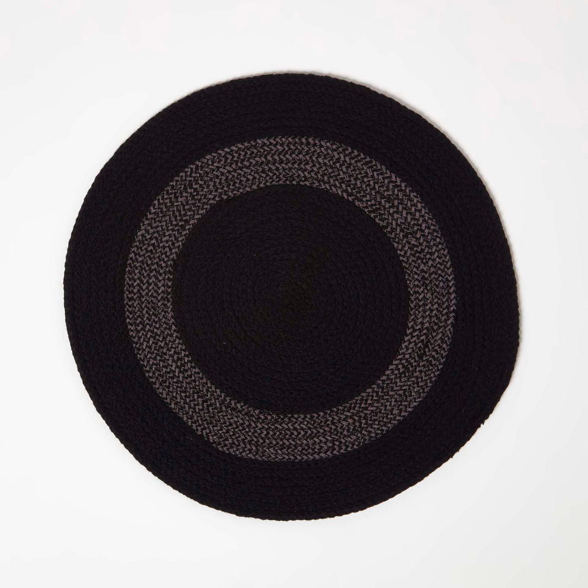 TISCHSET rund im 4er-Set 40 cm, schwarz-grau aus Baumwolle - Schwarz, Textil (40/40cm) - Homescapes