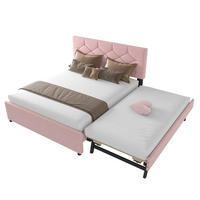 SAMT-POLSTERBETT 140/200 cm mit Rollbett und gepolstertem Kopfteil in Rosa - Rosa, Textil (140/200cm) - BEAOK