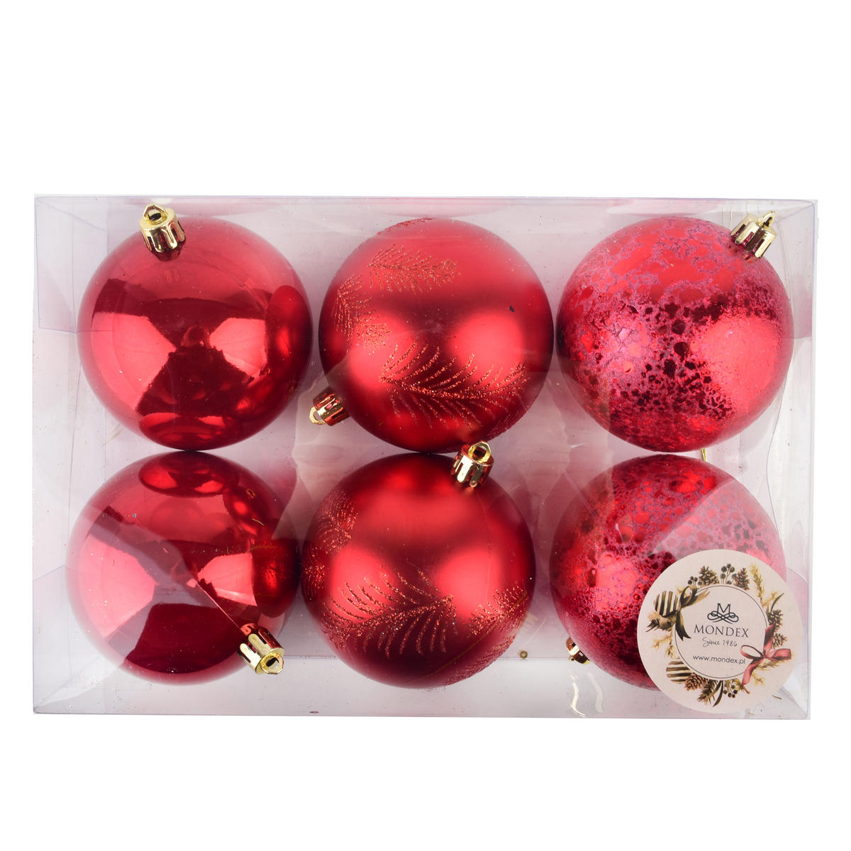 CHRISTBAUMKUGEL-SET SANTA LILA 6-tlg Rot 8cm Kunststoff - Rot, Kunststoff (9/25/16cm) - Mondex