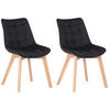 STUHL 2er Set Samt Schwarz - Eukalyptusholzfarben/Schwarz, Holz/Textil (46/82/61cm) - CLP