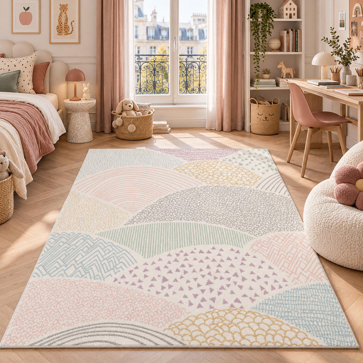 KINDER TEPPICH SOFTSTAR KIDS FANTASY BUNT - Multicolor, Textil (140/200cm) - Pergamon