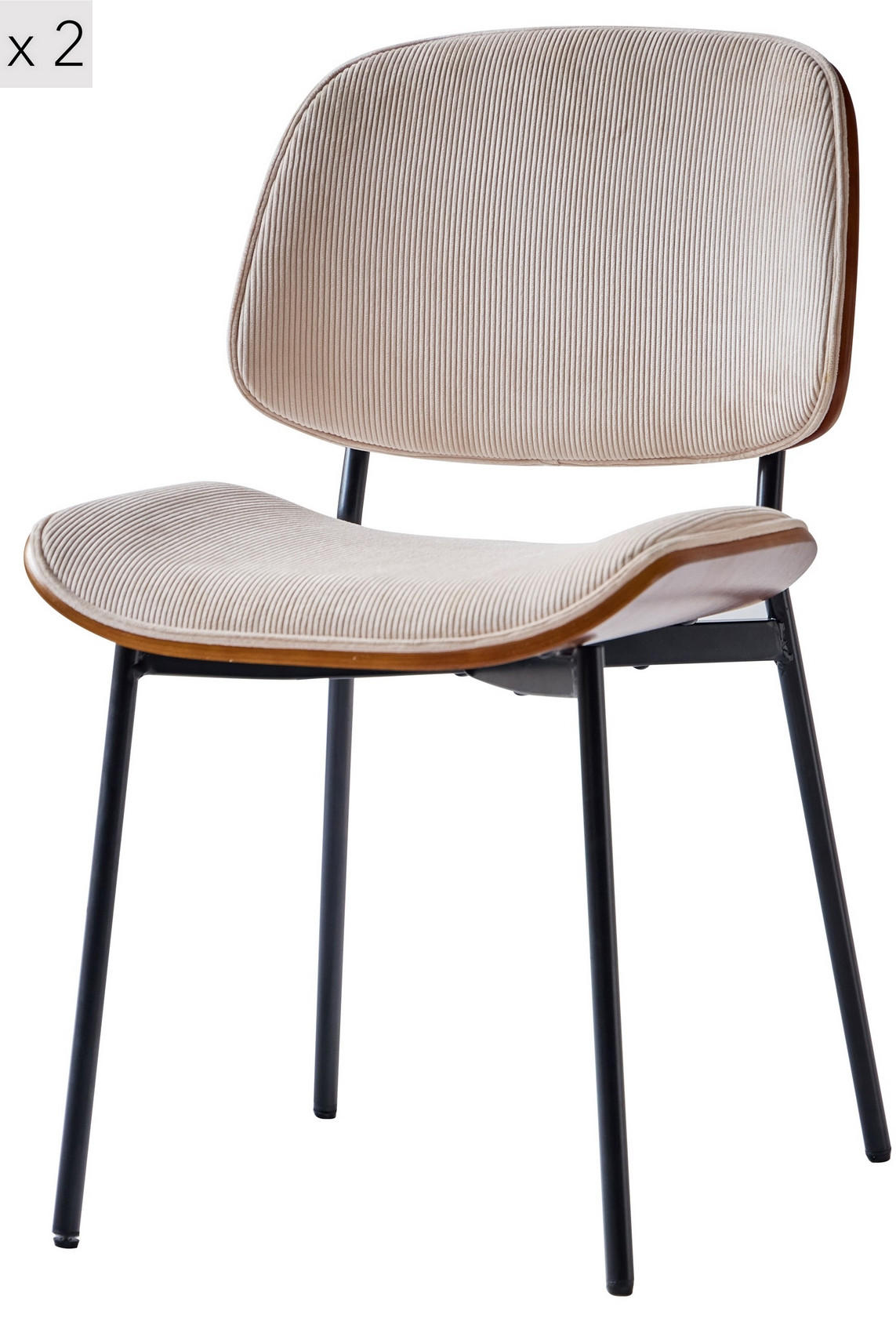 STUHL 2er-Set Cordsamt Beige - Beige, Textil (48/83/56cm) - Nordlys