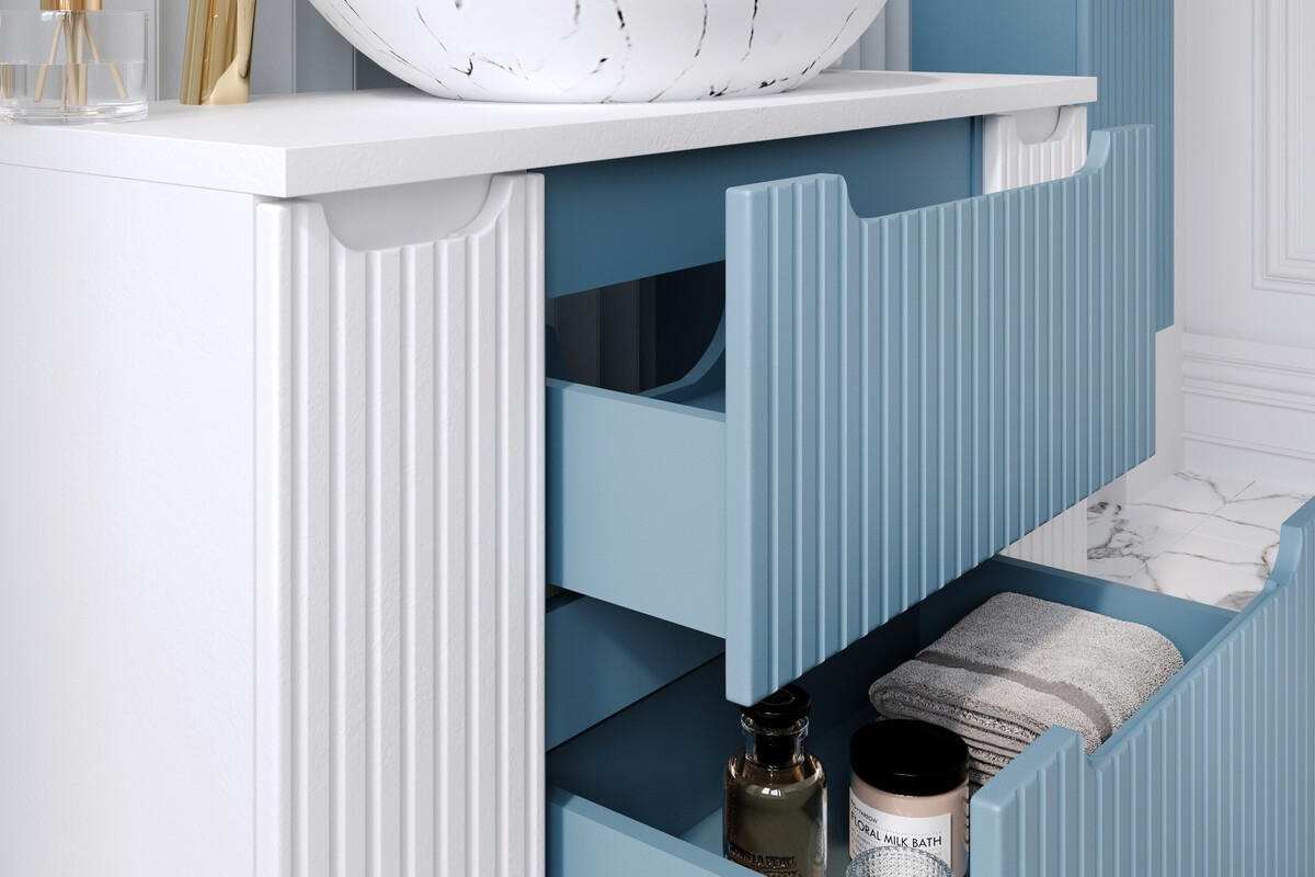 BADMÖBEL-SET 4 Teile Nova Denim N BM376 in Denim - Dunkelblau, Holz (120/140/40cm)