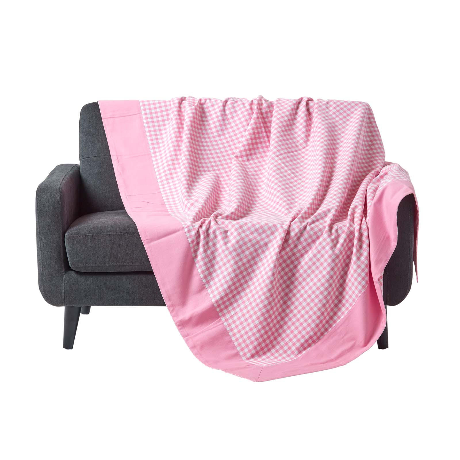 ÜBERWURF 225/255 cm, Vichy Karo 100% Baumwolle - Rosa, Textil (225/255cm) - Homescapes