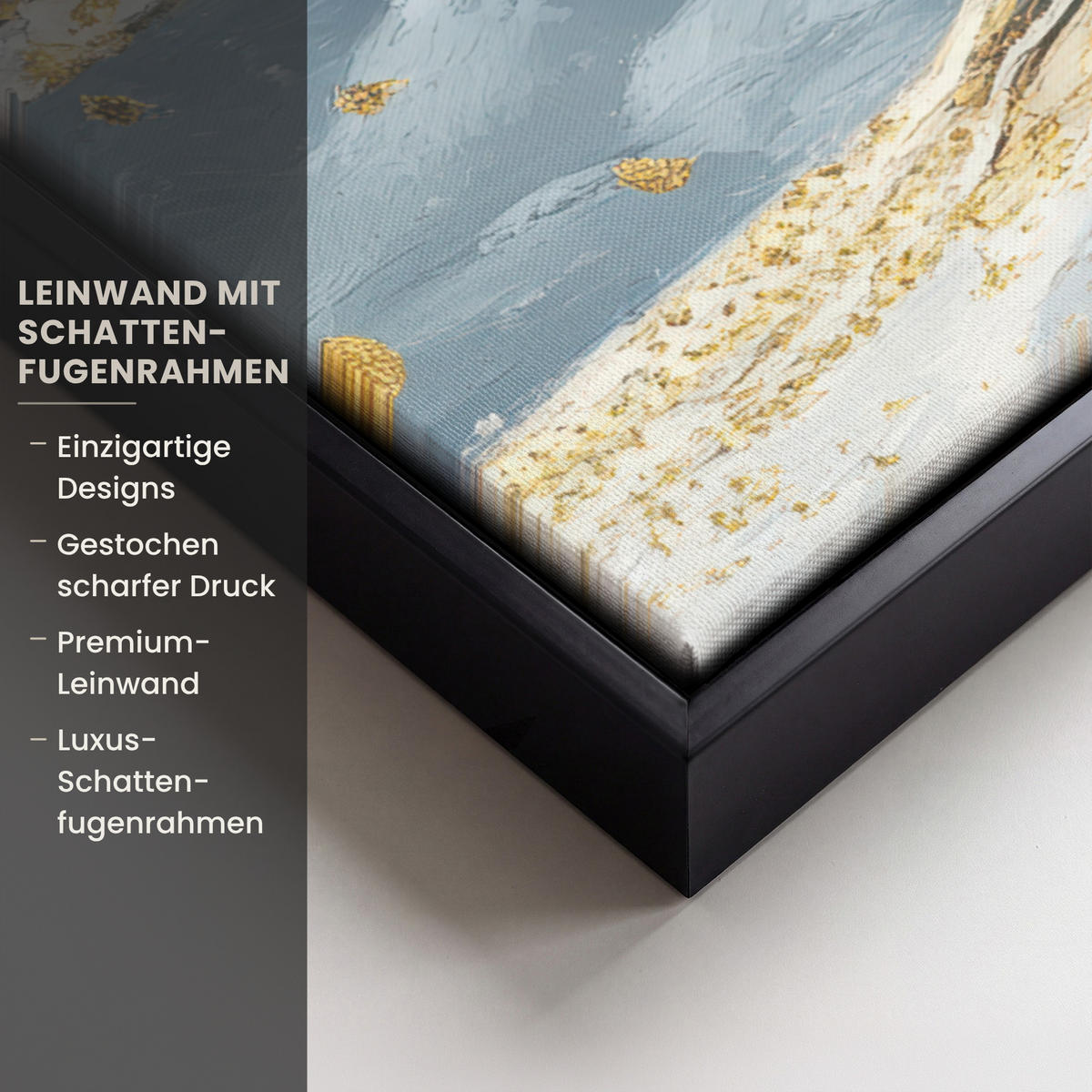LEINWAND Bilder mit Rahmen - Baum - Winter - Baum des Lebens - Modern - Gold - 60x80 - Goldfarben, Textil (60/80cm) - MuchoWow