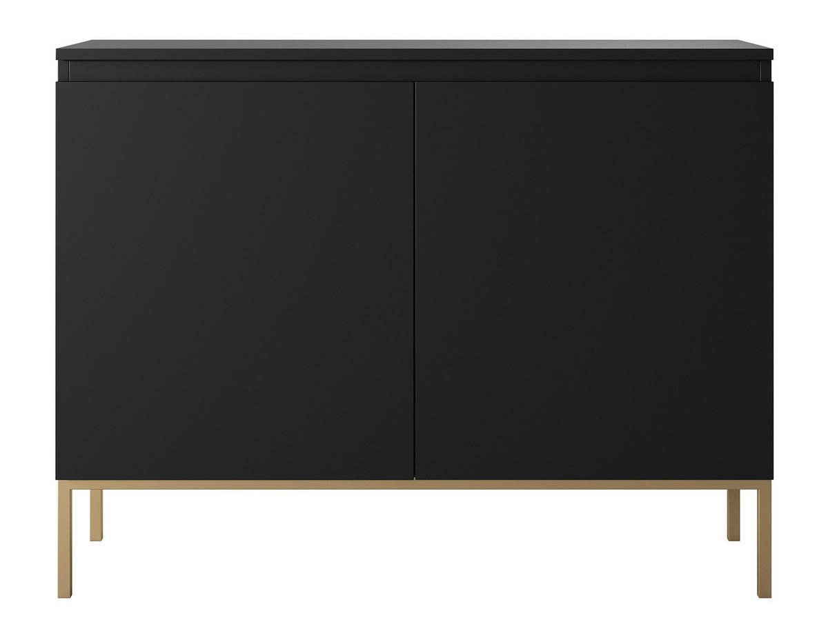 SIDEBOARD Bemmi Schwarz mit goldenen Metallbeinen 100 cm - Goldfarben/Schwarz, Holzwerkstoff/Metall (100/77/35cm) - Selsey