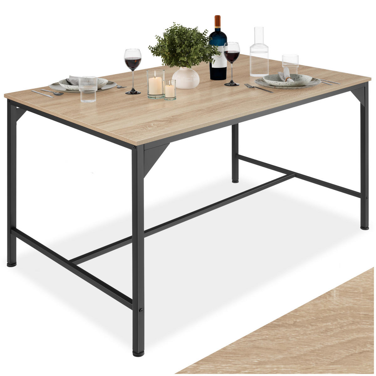 ESSTISCH Belfast,120 x 75 x 75 cm,Industrial Holz hell, Eiche Sonoma - Naturfarben, Holz (120/75/75cm) - tectake