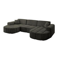 WOHNLANDSCHAFT LIVO-U1 - 315x173x79,5 cm Schwarz - Schwarz, Holzwerkstoff/Textil (315/79/173cm) - ALTDECOR