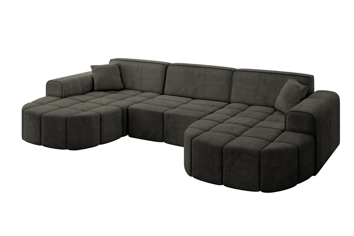 WOHNLANDSCHAFT LIVO-U1 - 315x173x79,5 cm Schwarz - Schwarz, Holzwerkstoff/Textil (315/79/173cm) - ALTDECOR