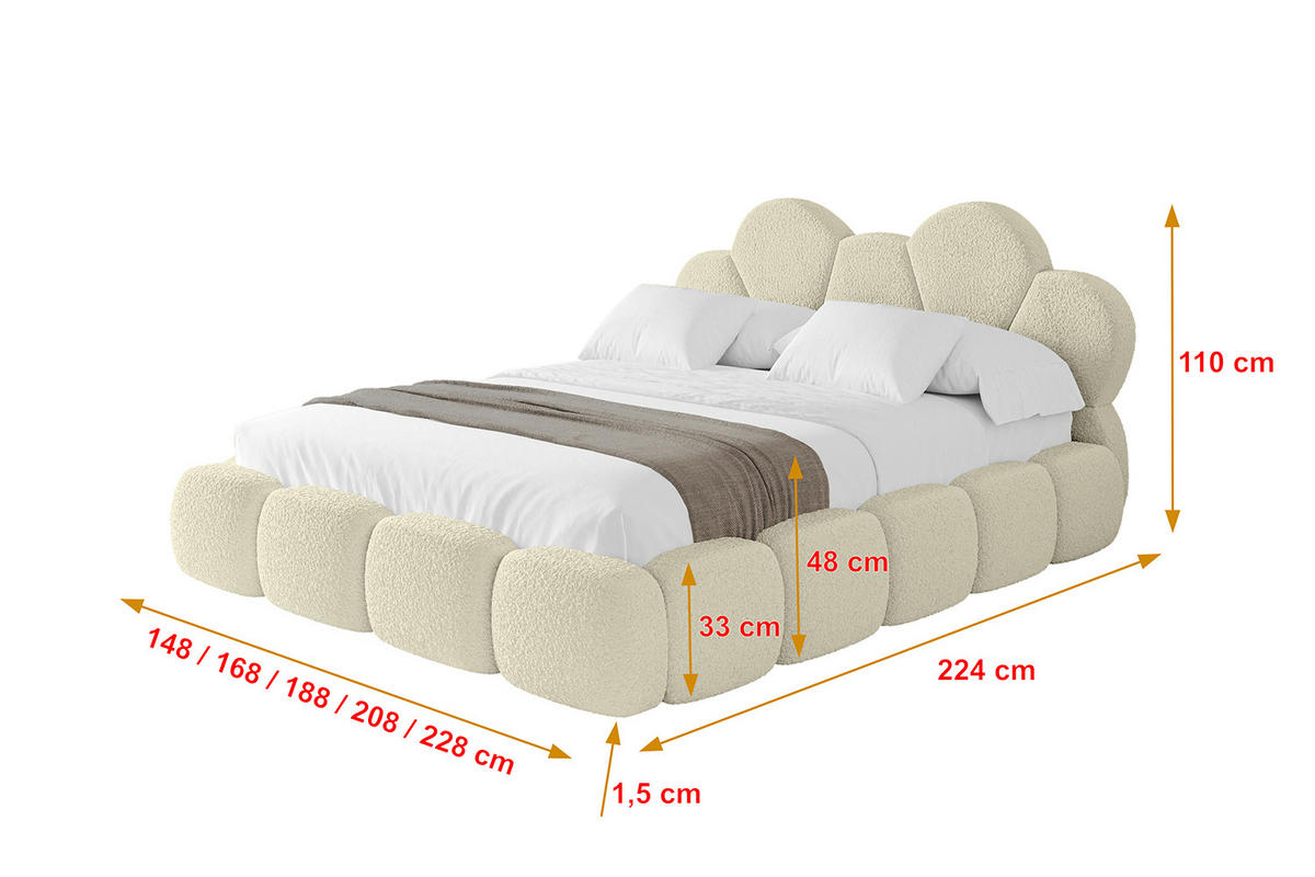 POLSTERBETT mit Bettkasten und Lattenrost, Boxbett ohne Matratze - LANA 200x200 Beige - Taupe, Holzwerkstoff/Textil (200/200cm) - ALTDECOR