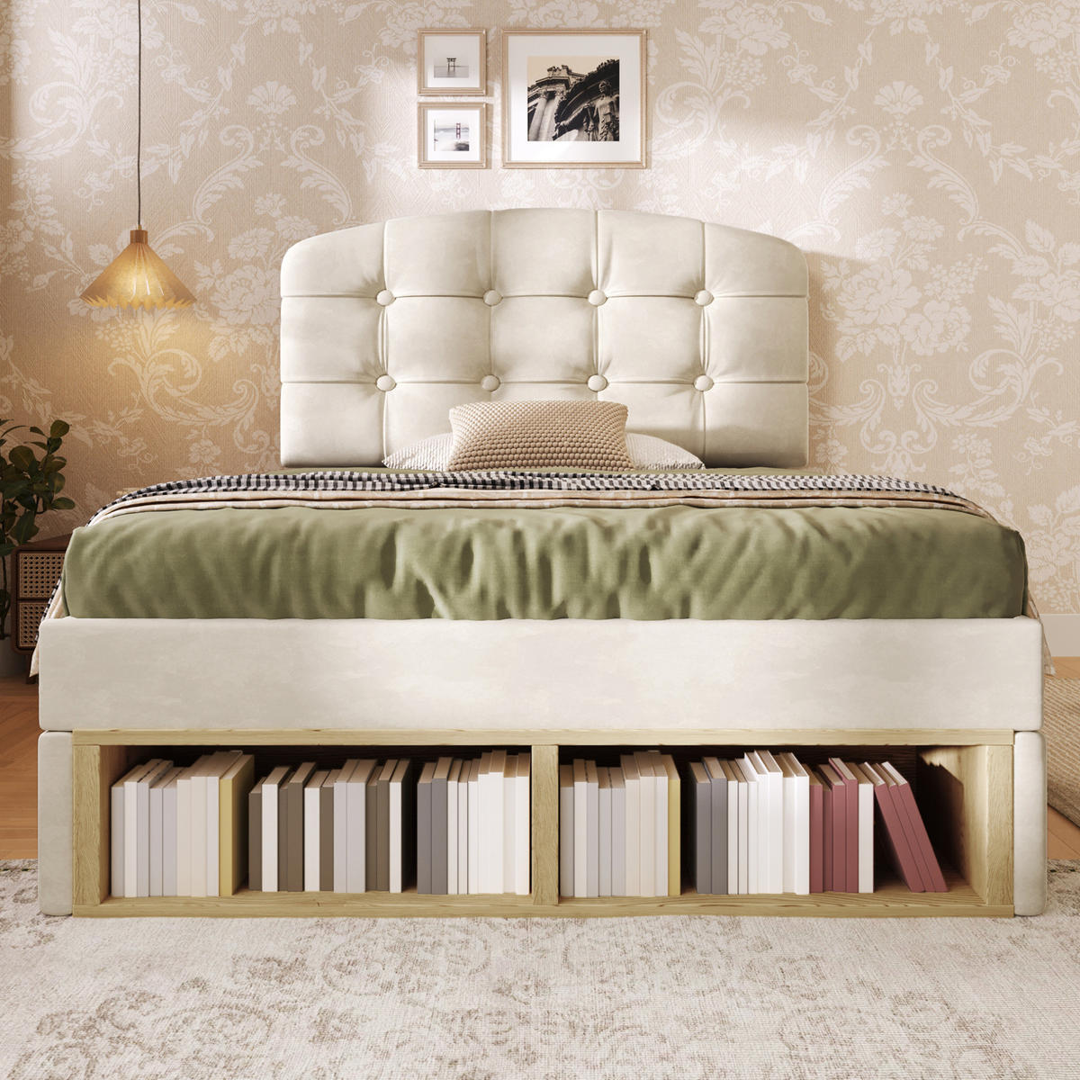 POLSTERBETT 90x200 cm in Beige mit Schubladen, Stauraum und verstellbarem Kopfteil - Beige, Textil (90/200cm) - IVMEU