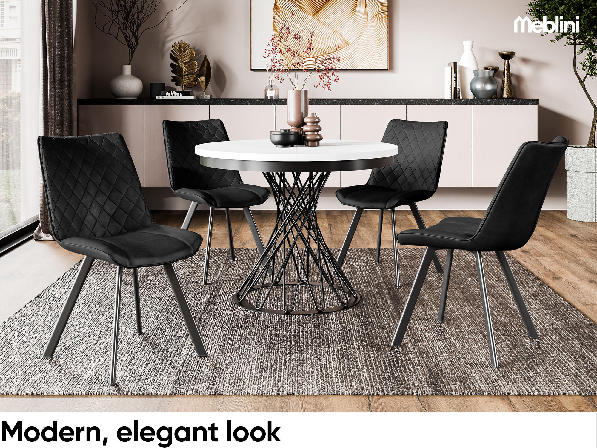 ESSTISCH LUCO - Schwarz/Weiß, Holzwerkstoff (100/100/77cm) - Meblini