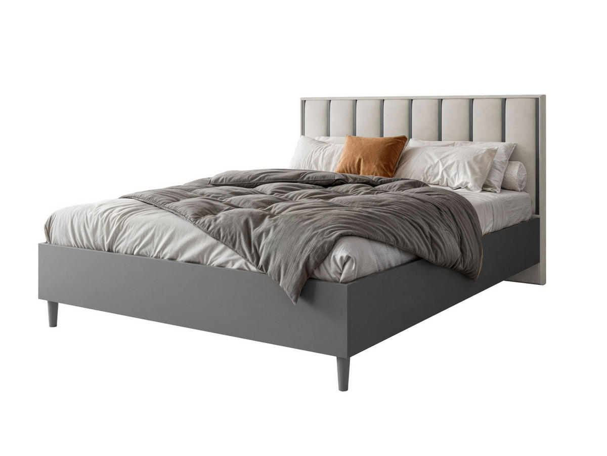 DOPPELBETT Luk I 160/200 cm ohne Matratze, Lattenrost, Bettkasten, grau, beige - Beige/Grau, Kunststoff (160/200cm) - Margaret Hadas24