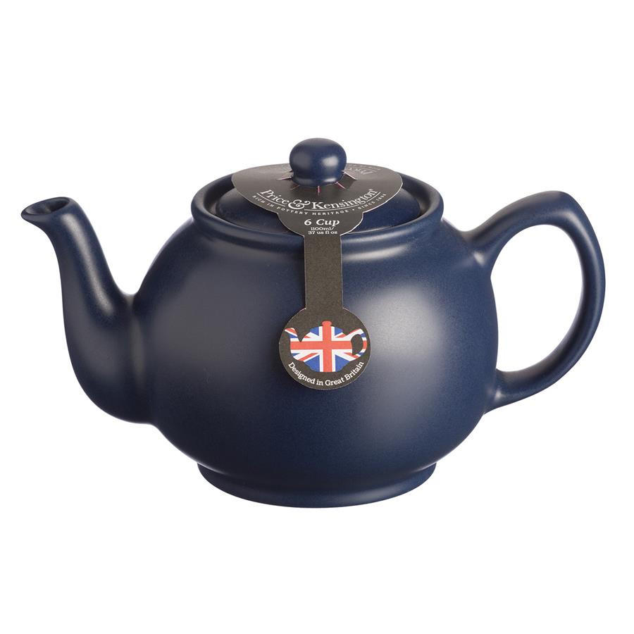 TEEKANNE 1100 ml Steingut matt blau, für 6 Tassen - Blau, Keramik (1.1L) - Price & Kensington