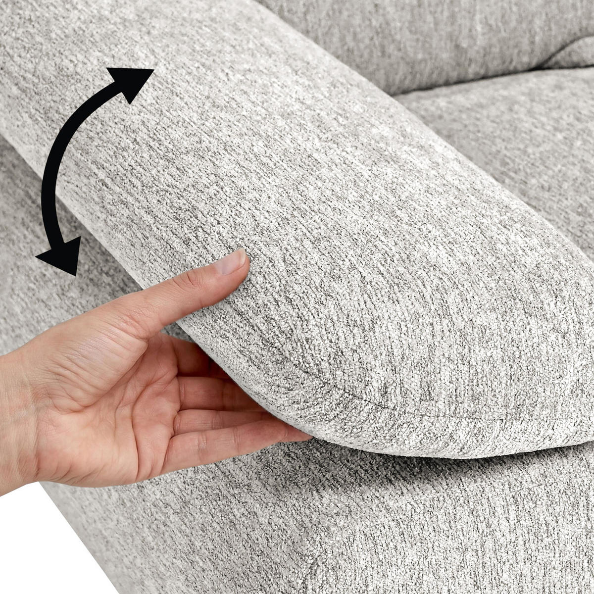 ECKSCHLAFSOFA Sora Mini mit verstellbaren Kopfstützen und Schlaffunktion, Chenille-Stoff, Beige, Rechts - Beige/Schwarz, Textil (190/285cm) - Beautysofa