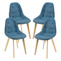ESSZIMMERSTUHL Kopparberg 4er-Set - Blau, Textil (53/86/47cm) - [en.casa]