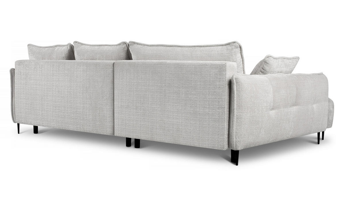 ECKSOFA Oblivio Hellgrau Chenille - Hellgrau/Schwarz, Textil/Metall (285/200cm) - Selsey