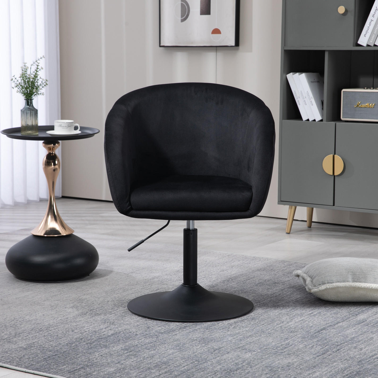 LOUNGESESSEL JAMAIKA mit Armlehnen Samt - Schwarz, Textil (59/95/59cm) - SVITA