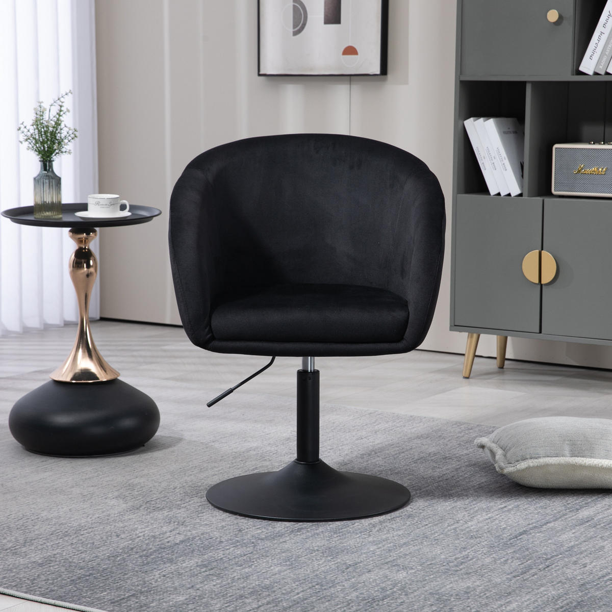 LOUNGESESSEL JAMAIKA mit Armlehnen Samt - Schwarz, Textil (59/95/59cm) - SVITA