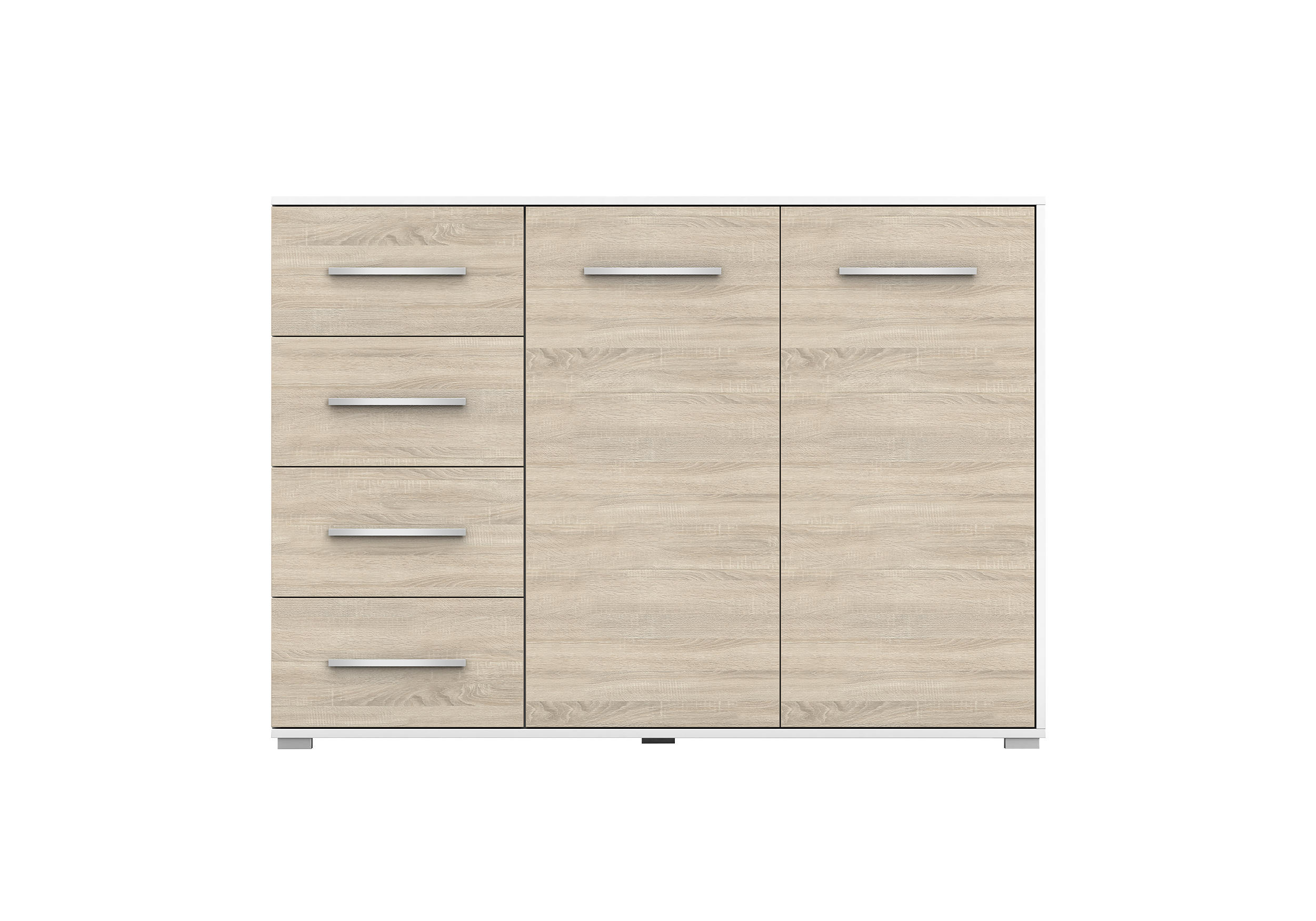 KOMMODE 135/96/45 cm Frida 01 2D4S Sonoma,Sonoma - Alufarben/Sonoma Eiche, Glas/Holz (135/59/45cm) - imoebel24