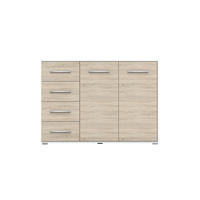 KOMMODE 135/96/45 cm Frida 01 2D4S Sonoma,Sonoma - Alufarben/Sonoma Eiche, Glas/Holz (135/59/45cm) - imoebel24