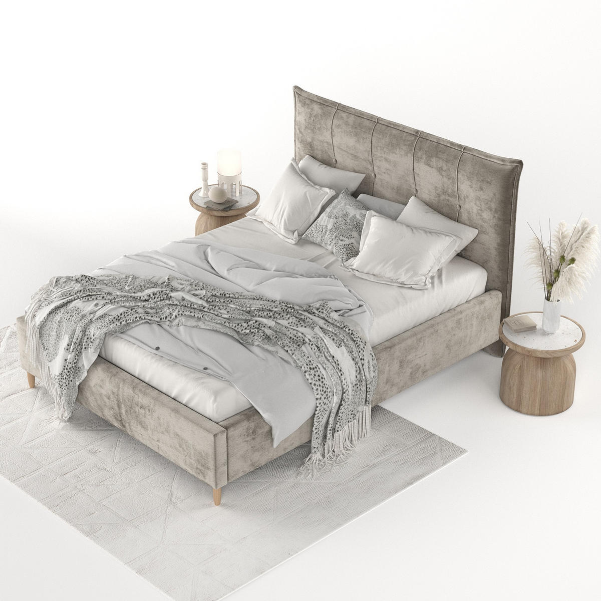 POLSTERBETT Plaza 180/200 cm Beige im Lotta Stoff - Beige/Naturfarben, Holz/Holzwerkstoff (180/200cm) - AltaBeds