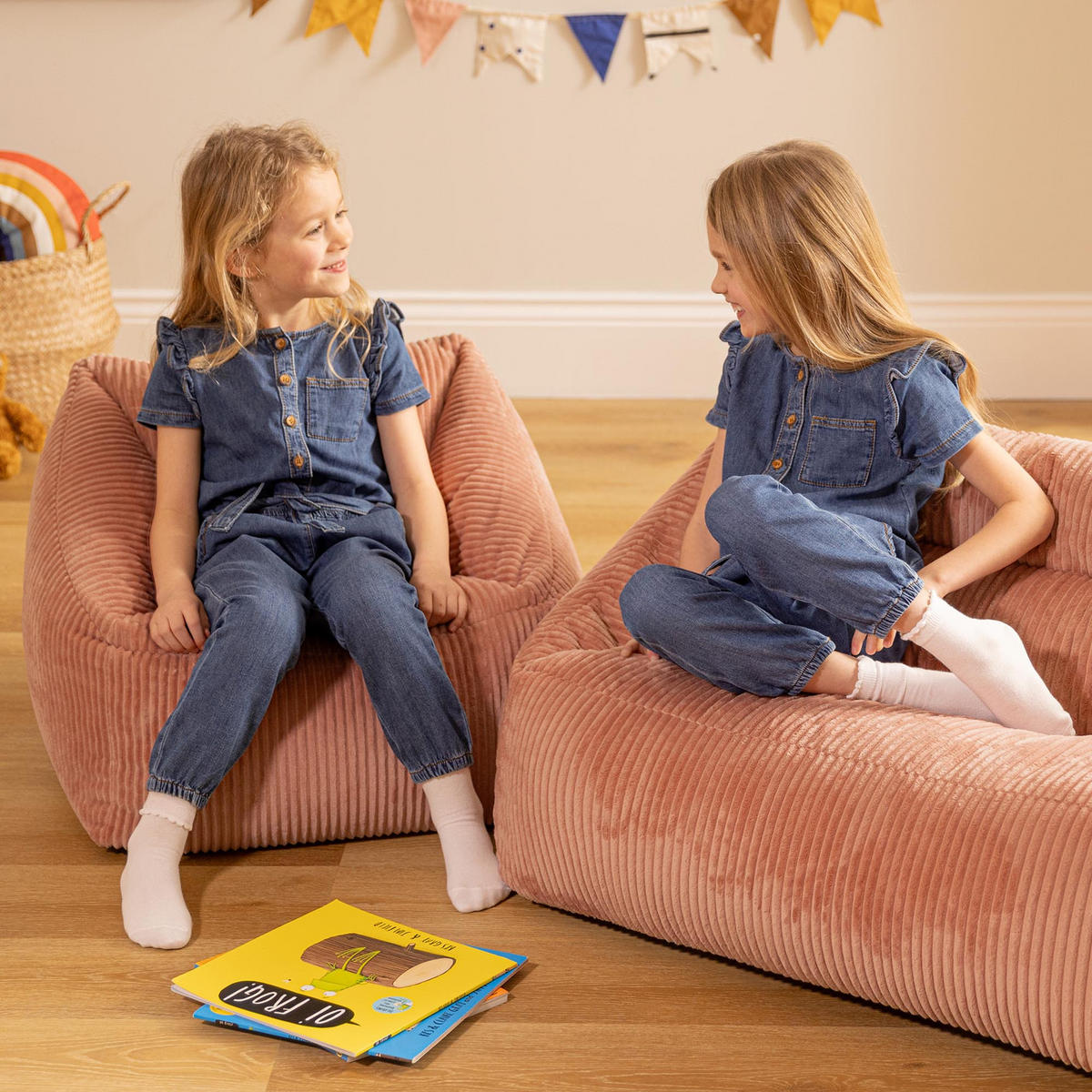 KINDERSOFA mit Sitzsack Sessel Cecilia - Pink, Textil (140/44/55cm) - icon