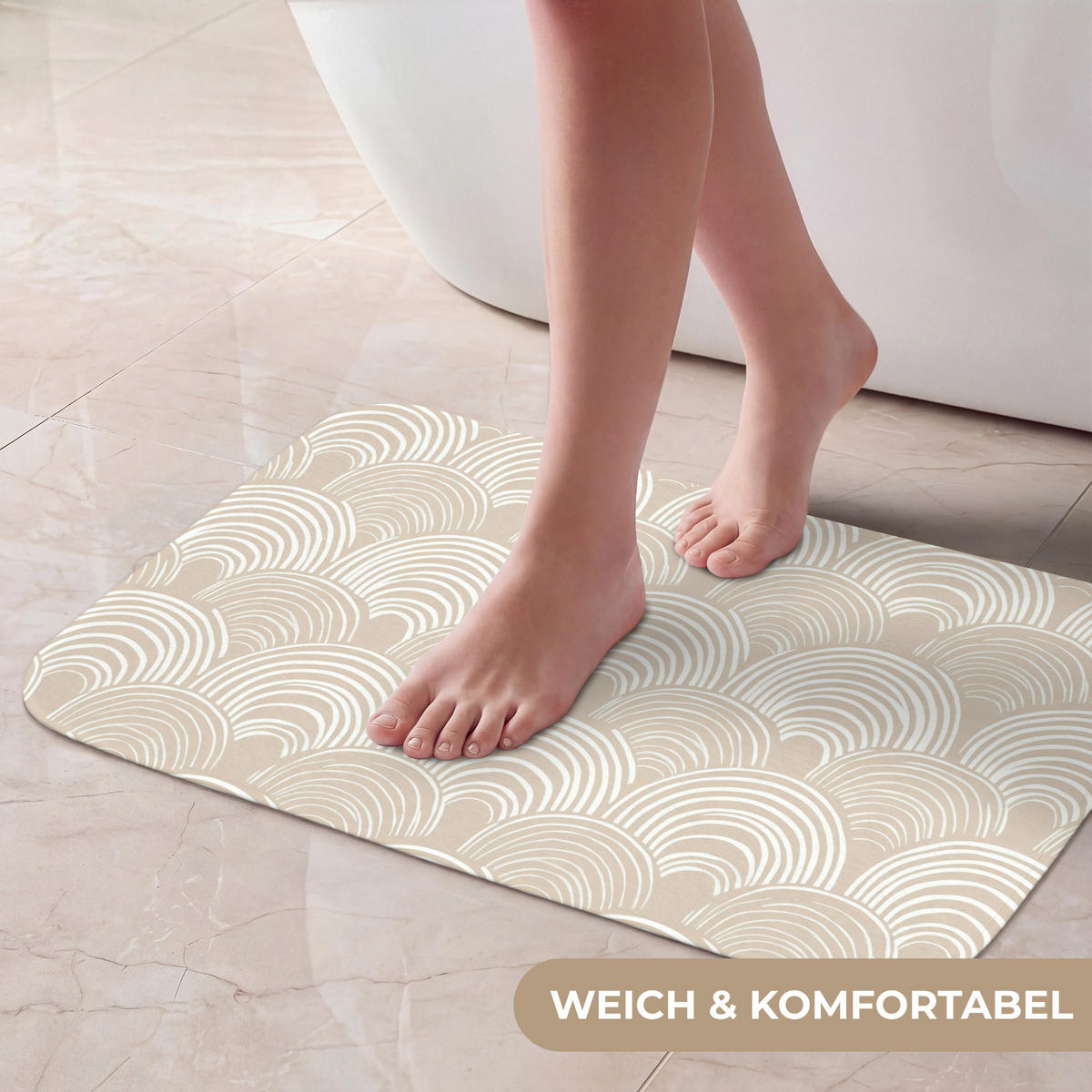KOUPELNOVÁ PŘEDLOŽKA Vlny - Textura - Béžová 60x40 cm - kašmírová, textil/plast (60/40cm) - OnlyWow