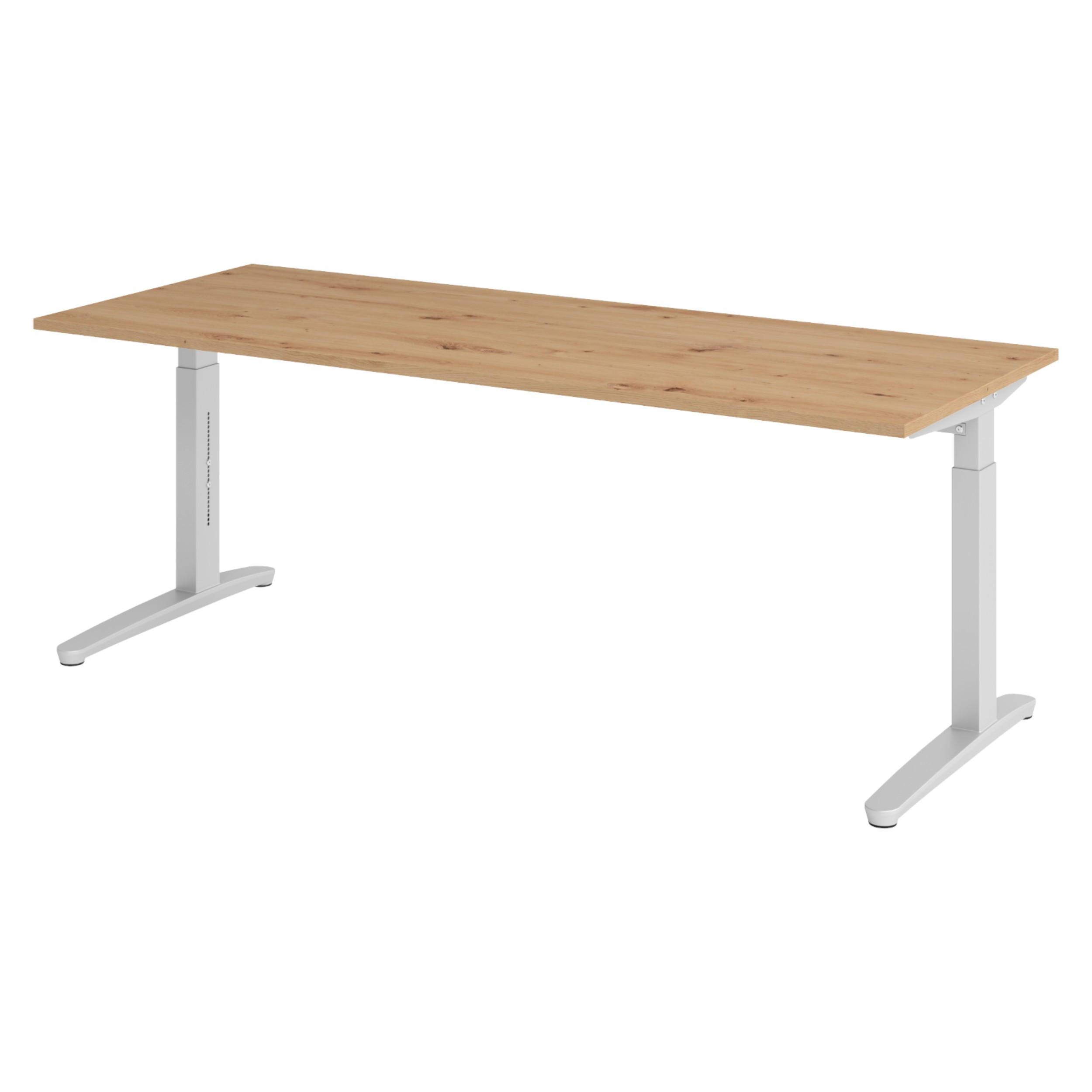 SCHREIBTISCH Serie-XB 80/200/74 cm in Wildeiche/Silberfarben - Wildeiche/Silberfarben, Holzwerkstoff (80/200/74cm) - bümö
