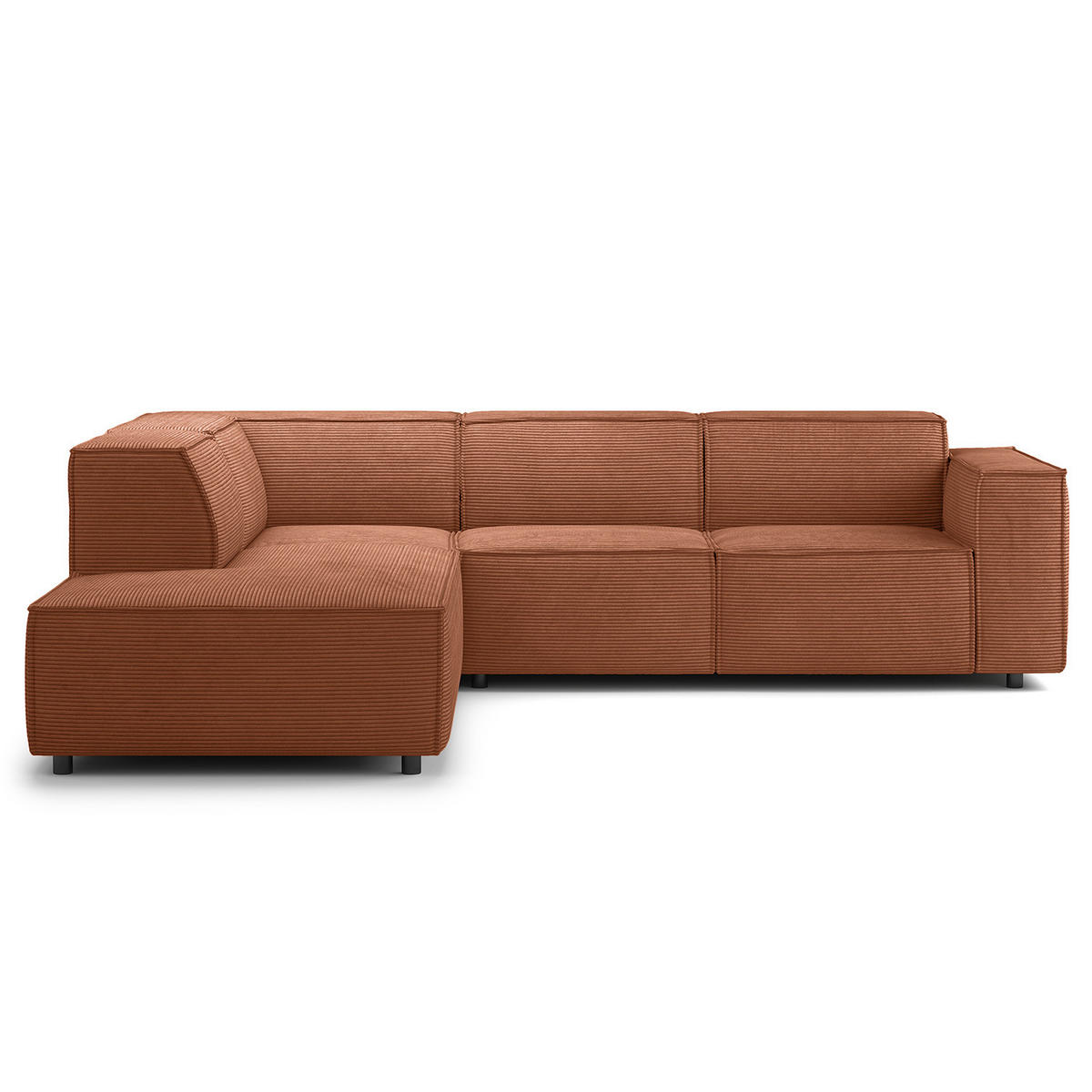 ECKSOFA mit Ottomane - Schwarz/Braun, Kunststoff/Textil (260/234cm) - home24