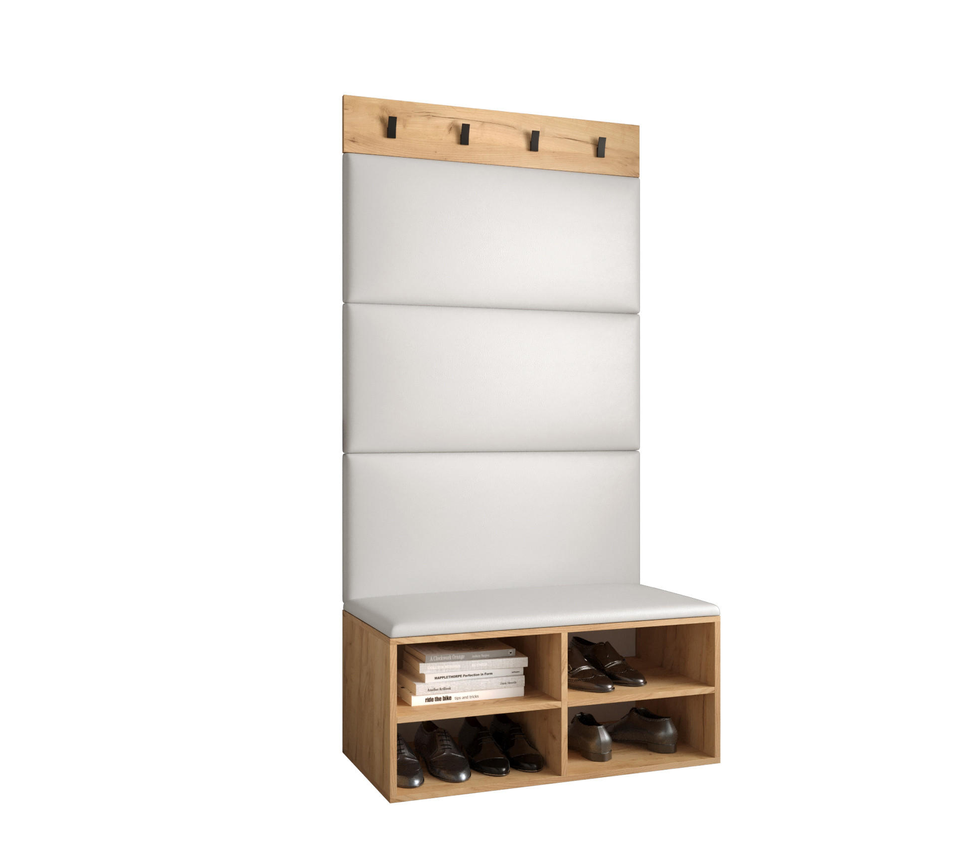 Möbel Kryspol Garderoben-Set Eiche, Weiß 84x184x42 cm