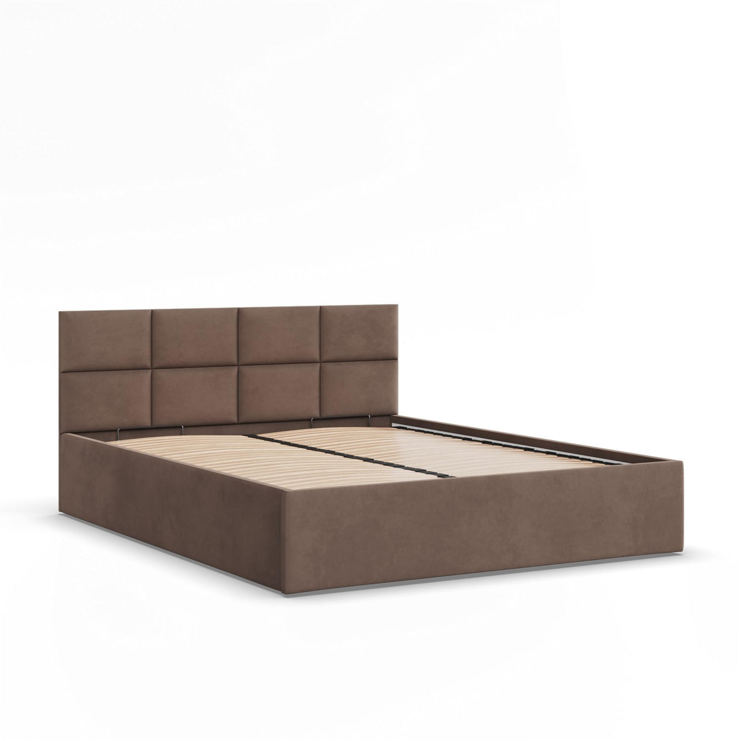 POLSTERBETT MIT KOPFTEIL 160x200 mit Bettkasten BORGO, Braun - Braun, Textil (160/200cm) - Mebligo