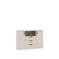 KOMMODE KOMBIKOMMODE GRANT 17/C GRAUBEIGE CASHMERE 137X95X40 - Kaschmir/Schwarz, Holzwerkstoff (137/95/40cm) - Marmex Möbel
