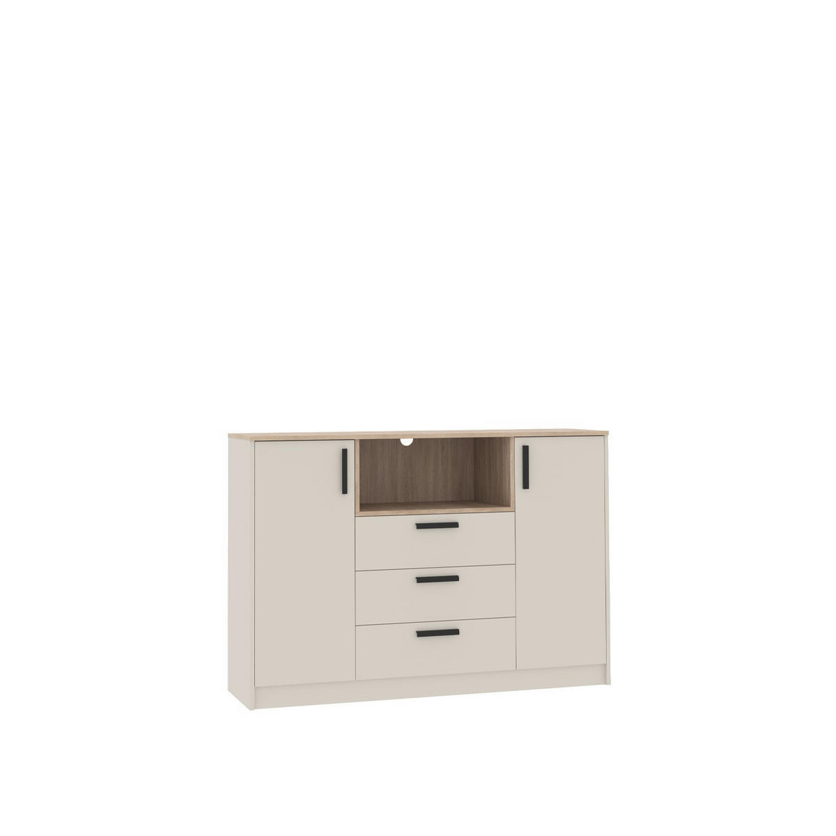 SCHRANKSYSTEM ECKSCHRANK REGAL KOMMODE GRANT 38 GRAUBEIGE CASHMERE 143/228X195X40 - Kaschmir/Schwarz, Holzwerkstoff (228/195/40cm) - Marmex Möbel
