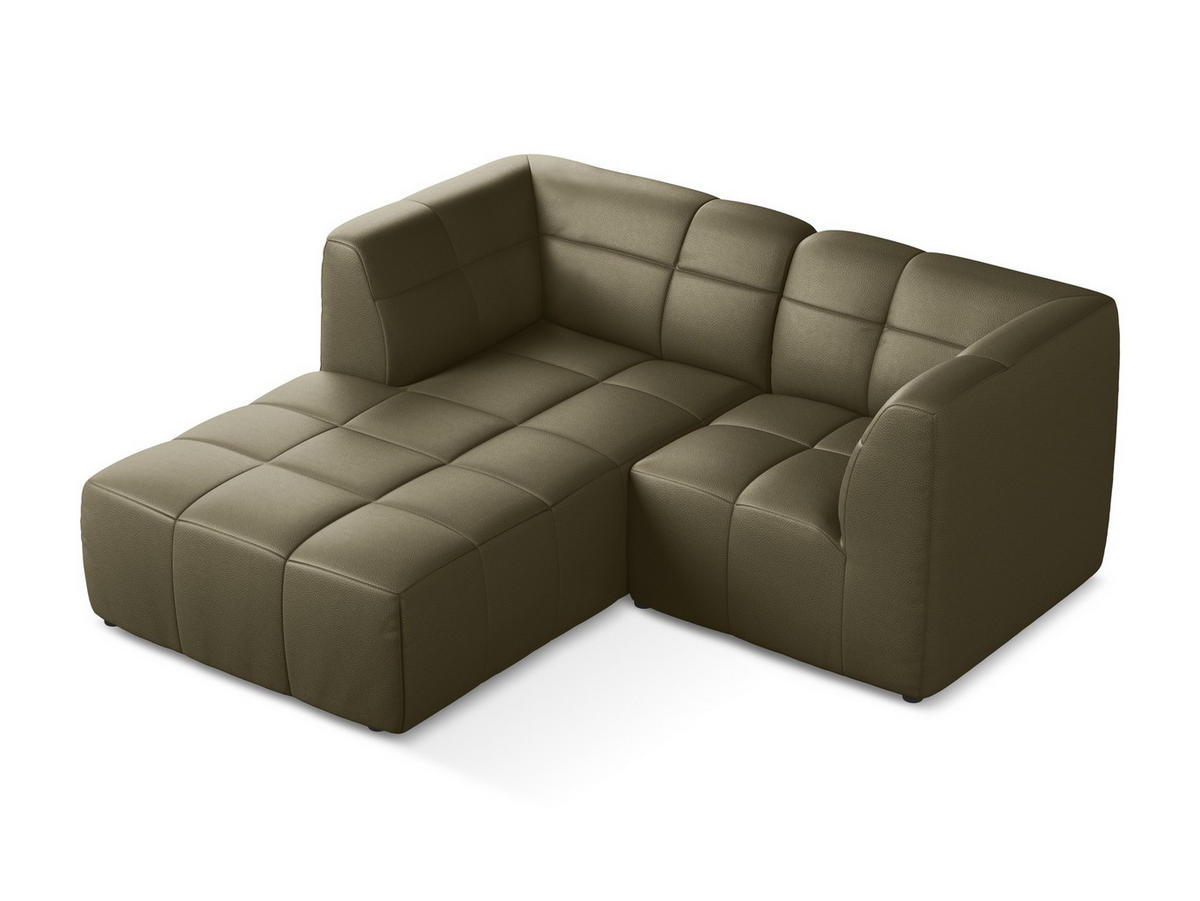 ECKSOFA Links Kunstleder Grün - Schwarz/Olivgrün, Holzwerkstoff/Kunststoff (191/175cm) - Makamii